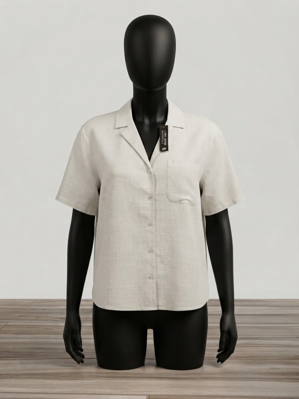 H&M Light Beige Short-Sleeve Button-Down Shirt